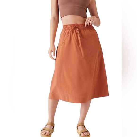 Athleta Arrival Midi Skirt in Clay Orange Size 8 - Picture 1 of 11